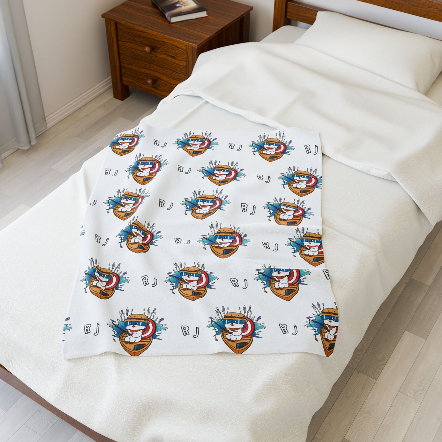 White RJ Blanket - BT21 Pattern Design
