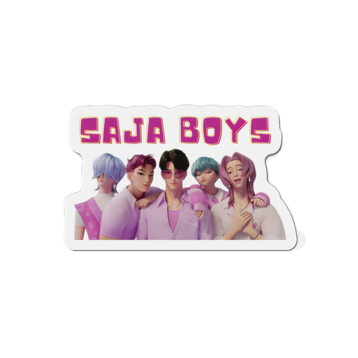 Kpop Demon Hunters Saja Boys Wearing Pink Pose Magnet