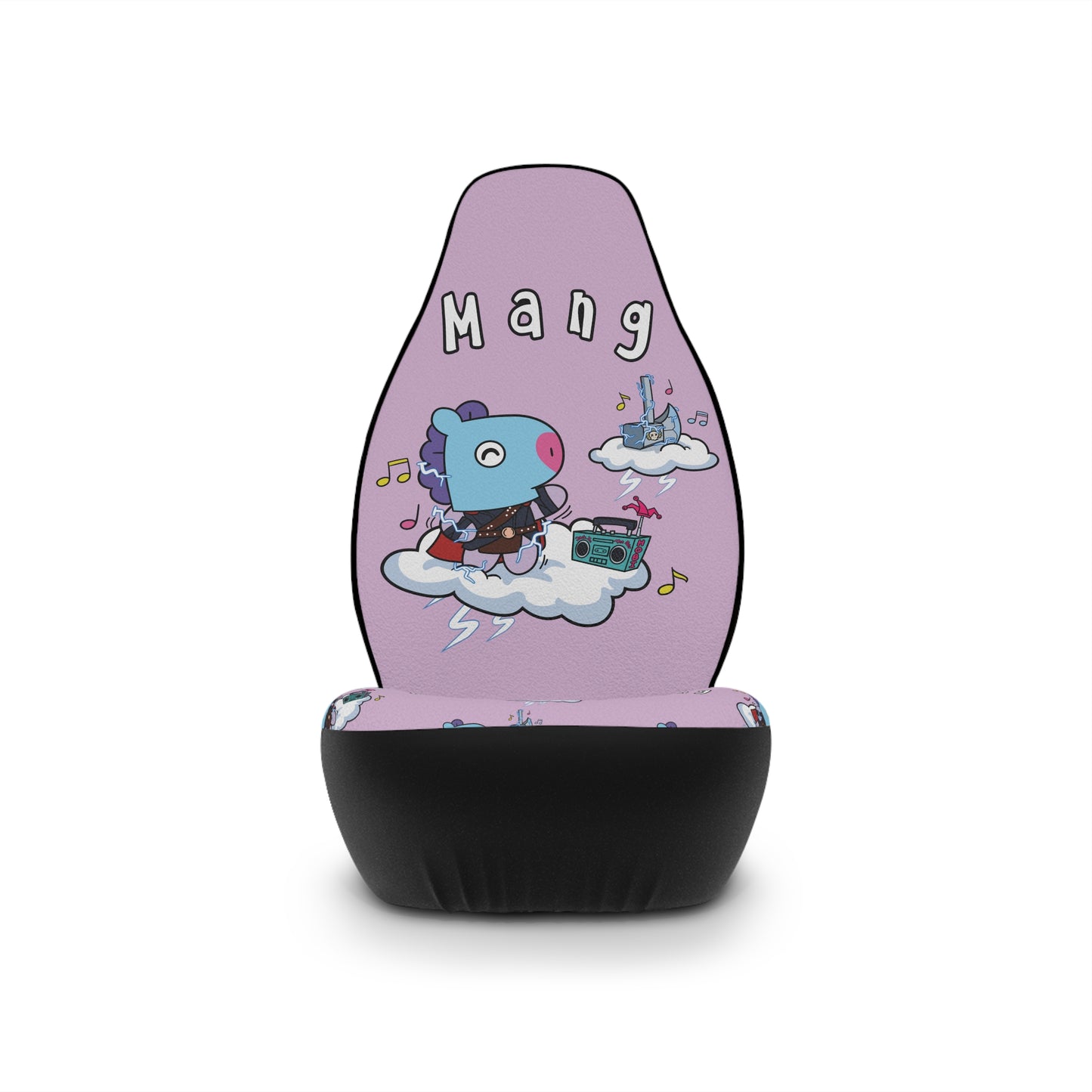 BT21 Mang Purple Car Seat Cover Single Pattern Combo Design - Identical Set of 2