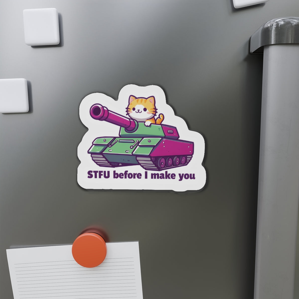 Cat Riding in a Tank Magnet - Funny & Relatable