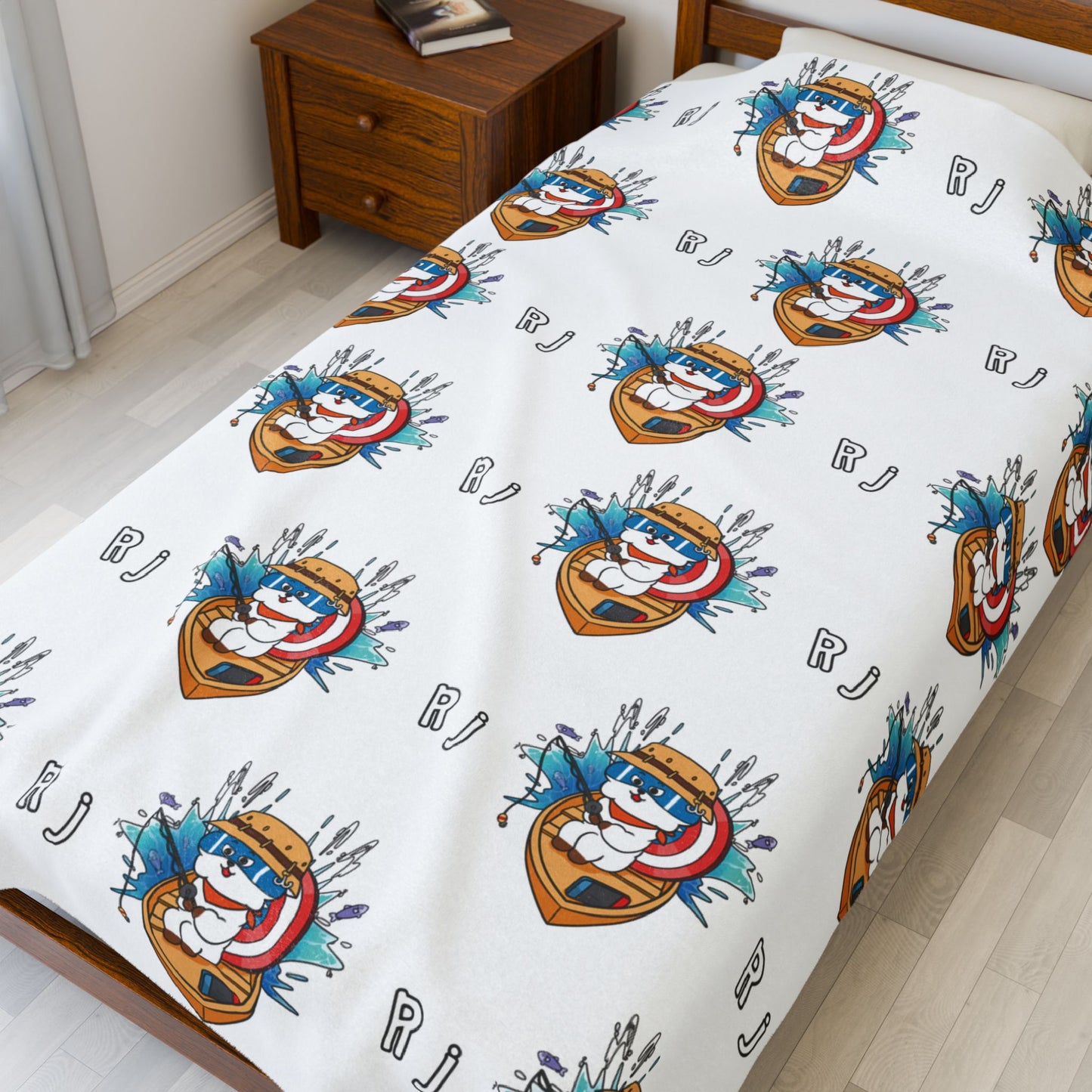 White RJ Blanket - BT21 Pattern Design